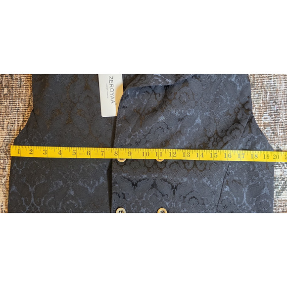 NWT Zeroyaa Black Jacquard Double-Breasted Vest Tailcoat L Gothic Steampunk - Picture 5 of 9